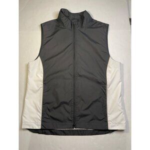 FootJoy Womens Golf Vest Sz M Windbreaker Full Zip Black & White Preppy Sport